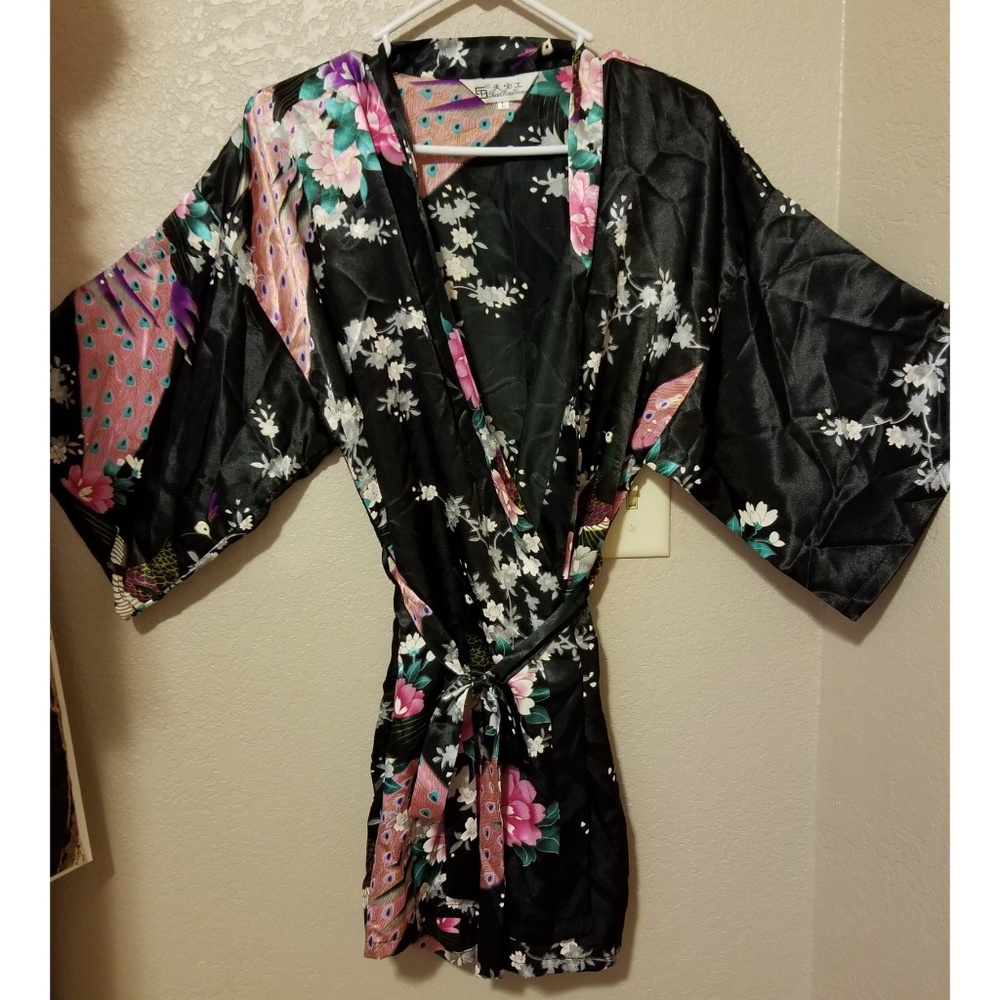 Satin kimono robe